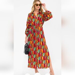 Savanna Jane Multicolor Embroidered Long Sleeve Dress
